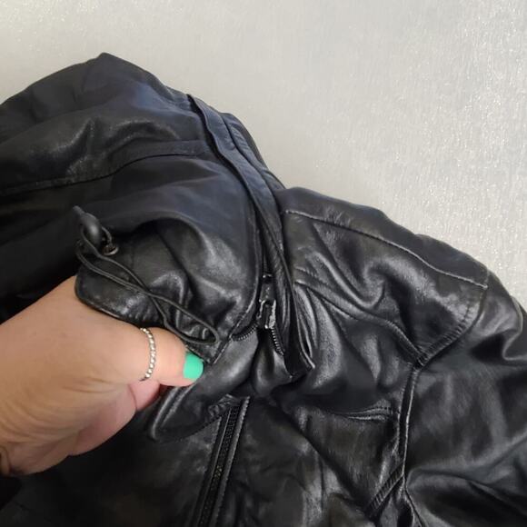 Jones New York women's genuine leather hooded jacket Sz 1X Matrix Dark feminine - Picture 8 of 11